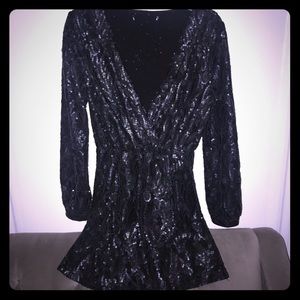 Black sequined short dress